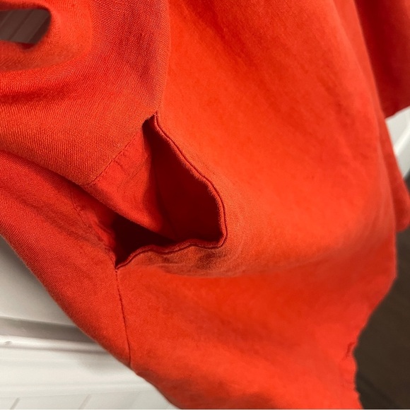 Banana Republic Orange Linen Hi Low Sleeveless Trapeze Dress Size 6 With Pockets - Picture 5 of 9